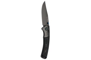 Image of Benchmade Limited Edition Gold Class Crooked River Folding Knife, 4 in, CPN-20CV SS, Black DLC Clip-point Blade w/ Crowned Spine, Carbon Fiber Handle, Black/Blue, 15080BK-191