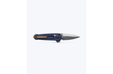 Image of Benchmade Lowden Folding Knife, 2.79in, M390 Stainless Steel, Spear-Point, 6061-T6 Aluminum, Crater Blue, 491
