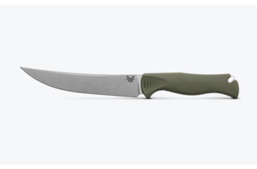 Image of Benchmade Cutlery Meatcrafter Kitchen Knife, 6.09in, CPM-154 Stainless Steel, Trailing Point Blade, Santoprene, Dark Olive Handle, 15500-04