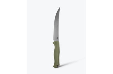 Image of Benchmade Cutlery Meatcrafter Kitchen Knife, 6.09in, CPM-154 Stainless Steel, Trailing Point Blade, Santoprene, Dark Olive Handle, 15500-04