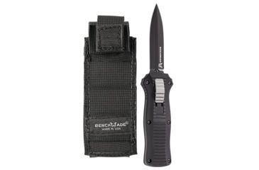 Image of Benchmade Mini-Infidel Out-the-Front Automatic Knife, 3.1 in, D2, Dagger Blade, Plain Edge, BK1 Blade, 6061-T6 Aluminum, Black Handle, 3350BK