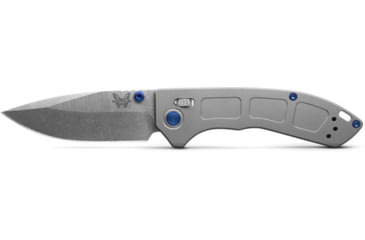 Image of Benchmade Mini Narrows Axis Folding Knife, 2.98 in, CPM-20CV Stainless Steel, Drop Point Blade, 6Al4v Titanium, Gray Handle, 743
