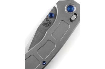 Image of Benchmade Mini Narrows Axis Folding Knife, 2.98 in, CPM-20CV Stainless Steel, Drop Point Blade, 6Al4v Titanium, Gray Handle, 743