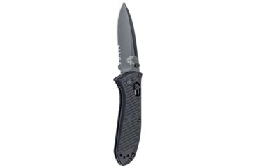 Image of Benchmade Mini Presidio II Axis Folding Knife, Serrated Edge Coated Drop Point Blade, 3.2in, Black Anodized Billet Aluminum Handle, 575SBK