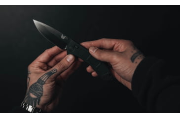 Image of Benchmade Narrows Folding Knife, 3.43in, M390 Stainless Steel, Drop Point Blade, 6Al-4V Titanium, Black Handle, 748BK-01