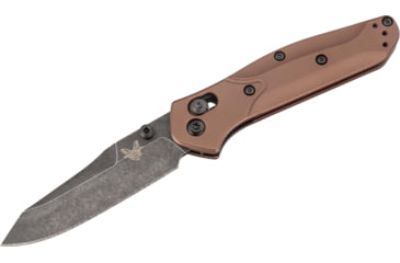 Image of Benchmade Mini Osborne Axis Folding Knife, 2.92 in, CPM MagnaCut Stainless Steel, Reverse Tanto Blade, 6061-T6 Anodized Aluminum, Burnt Copper Handle, 945BK-03