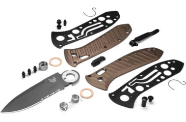 Image of Benchmade Presidio II Axis Automatic Folding Knife, 3.72in, CPM-M4 Super Steel, Drop Point Serrated Blade, 6061-T6 Aluminum, Burnt Bronze Anodized Handle, 5700SGY-1