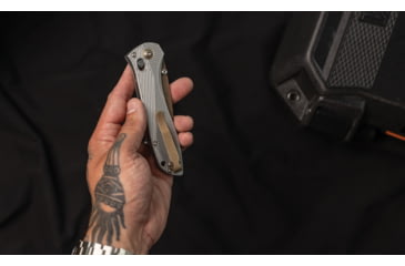 Image of Benchmade Seven Ten Folding Knife, 4in, CPM-S90V Stainless Steel, Recurve Drop Point Blade, 6061-T6 Anodized Aluminum, Gray Aluminum Handle, 710FE-24