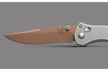 Image of Benchmade Seven Ten Folding Knife, 4in, CPM-S90V Stainless Steel, Recurve Drop Point Blade, 6061-T6 Anodized Aluminum, Gray Aluminum Handle, 710FE-24