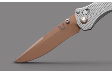Image of Benchmade Seven Ten Folding Knife, 4in, CPM-S90V Stainless Steel, Recurve Drop Point Blade, 6061-T6 Anodized Aluminum, Gray Aluminum Handle, 710FE-24