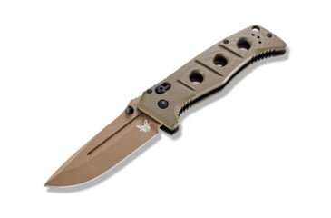 Image of Benchmade Sibert Adamas Axis Stud Folding Knife, 3.82in, CPM-CruWear Steel, Drop Point Flat Earth Coated Blade, Contoured G10, Olive Drab Handle, 275FE-2