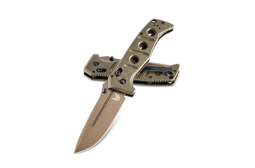 Image of Benchmade Sibert Adamas Axis Stud Folding Knife, 3.82in, CPM-CruWear Steel, Drop Point Flat Earth Coated Blade, Contoured G10, Olive Drab Handle, 275FE-2