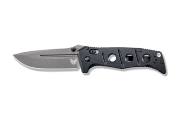 Image of DEMO, Benchmade Sibert Adamas Axis Stud Folding Knife, 3.82 in, CPM-CruWear Steel, Drop Point Grey Coated Blade, Contoured G10, Black Handle, 275GY-1-DEMO