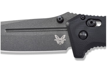 Image of DEMO, Benchmade Sibert Adamas Axis Stud Folding Knife, 3.82 in, CPM-CruWear Steel, Drop Point Grey Coated Blade, Contoured G10, Black Handle, 275GY-1-DEMO