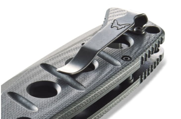Image of DEMO, Benchmade Sibert Adamas Axis Stud Folding Knife, 3.82 in, CPM-CruWear Steel, Drop Point Grey Coated Blade, Contoured G10, Black Handle, 275GY-1-DEMO