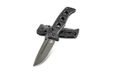 Image of DEMO, Benchmade Sibert Adamas Axis Stud Folding Knife, 3.82 in, CPM-CruWear Steel, Drop Point Grey Coated Blade, Contoured G10, Black Handle, 275GY-1-DEMO