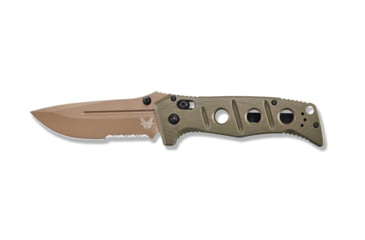 Image of Benchmade Sibert Adamas Axis Stud Folding Knife, 3.82in, CPM-CruWear Steel, Drop Point, Serrated, Flat Earth Coated Blade, Contoured G-10 Handle, Olive Drab, 275SFE-2