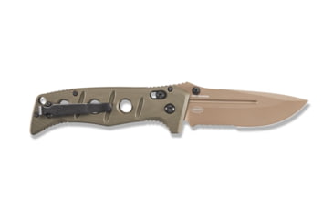 Image of Benchmade Sibert Adamas Axis Stud Folding Knife, 3.82in, CPM-CruWear Steel, Drop Point, Serrated, Flat Earth Coated Blade, Contoured G-10 Handle, Olive Drab, 275SFE-2