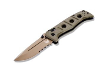 Image of Benchmade Sibert Adamas Axis Stud Folding Knife, 3.82in, CPM-CruWear Steel, Drop Point, Serrated, Flat Earth Coated Blade, Contoured G-10 Handle, Olive Drab, 275SFE-2