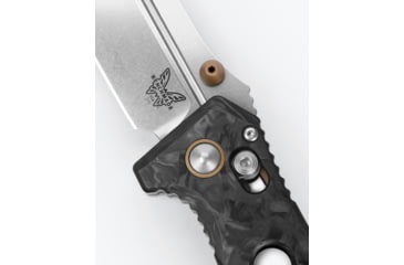Image of Benchmade Mini Adamas Folding Knife, 3.25 in, CPM MagnaCut Stainless Steel, Drop Point Blade, Marbled Carbon Fiber, Black Handle, 273-03