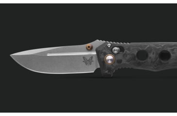 Image of Benchmade Mini Adamas Folding Knife, 3.25 in, CPM MagnaCut Stainless Steel, Drop Point Blade, Marbled Carbon Fiber, Black Handle, 273-03