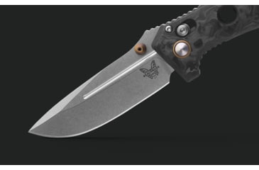 Image of Benchmade Mini Adamas Folding Knife, 3.25 in, CPM MagnaCut Stainless Steel, Drop Point Blade, Marbled Carbon Fiber, Black Handle, 273-03