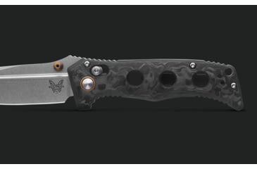 Image of Benchmade Mini Adamas Folding Knife, 3.25 in, CPM MagnaCut Stainless Steel, Drop Point Blade, Marbled Carbon Fiber, Black Handle, 273-03