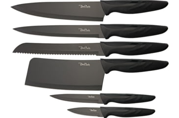 Image of Benchmark Kitchen Knife Set, Black SS Blade, Black Rubberized Synthetic Handle, Black, C13-BMK077