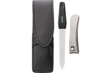 Image of Benchmark Manicure Set, Includes 2.25in Nail Clippers And 3.88in Nail File, Matte Finish, Black Leatherette Storage Case, SS Construction, Black, 90020102 /BMK104