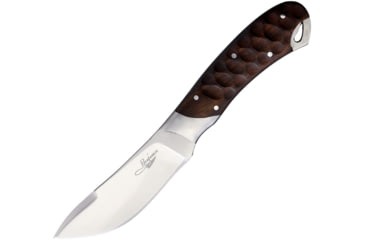 Image of Benjamin Skinner Fixed Blade Knife, 8in Overall, 3.75in, Stainless Steel, Mirror Blade, Sculpted Walnut Handle, Leather Sheath, BK-A035