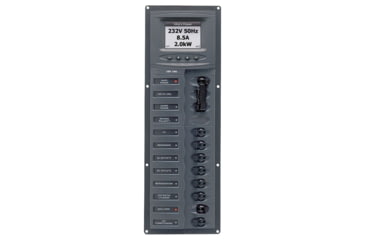 Image of BEP Marine AC Circuit Breaker Panel w/Digital Meters, 8SP 2DP AC230V ACSM Stainless Steel Vertical
