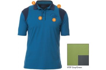 Image of Beretta Cotton and Mesh Shooting Polo Shirt, Gray/Green, Small MT247238075PS