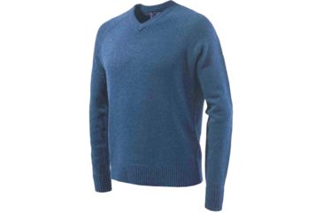 Image of Beretta Men's Classic V-neck Sweater Small Blue W/logo