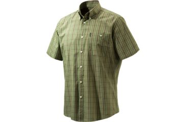 Image of Beretta Mens Drip Dry Short Sleeve Shirt, Green Check, Extra Large LU520075170788XL