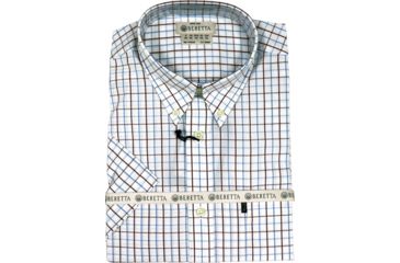 Image of Beretta Mens Drip Dry Short Sleeve Shirt, White Check, 2XL LU52007517010RXXL