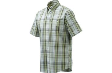 Image of Beretta Mens Drip Dry Short Sleeve Shirt, White / Green Check, Small LU52007517012XS