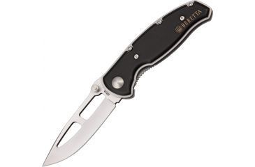 Image of Beretta Small Airlight II Fold Knife, Skeletonized SS standard edge Blade, Black anodized aluminum Handle BE79870