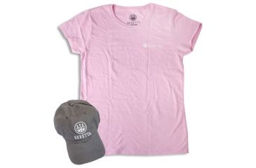 Image of Beretta Women's Cap &amp; T-shirt Large Roll-up Combo Grey/pink