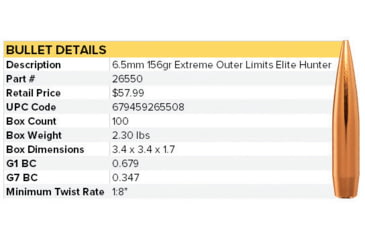 Image of Berger 6.5mm 156 gr EOL Elite Hunter, 100 Pk, 26550