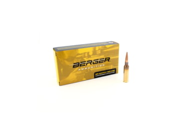 Image of Berger RIFLE 6.5mm Creedmoor 153.5 gr Long Range Hybrid Target Brass Cased Centerfire Rifle Ammo, 20 Rounds, 31091