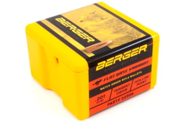 Image of Berger Varmint .22 Caliber 52 Grain Varmint Flat Base Reloading Rifle Bullets, 100 Bullet, 22309