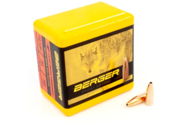 Image of Berger Varmint .22 Caliber 52 Grain Varmint Flat Base Reloading Rifle Bullets, 100 Bullet, 22309