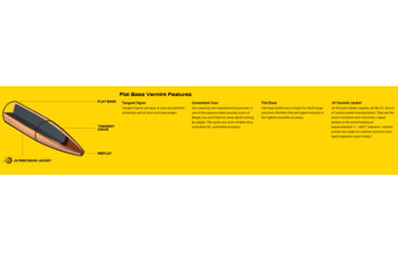 Image of Berger Varmint .22 Caliber 52 Grain Varmint Flat Base Reloading Rifle Bullets, 100 Bullet, 22309