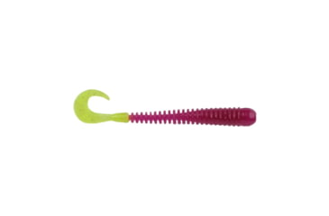 Image of Berkley PowerBait Rib Worm Soft Bait Lures, 4in, 10 Pack, Purple/Chartreuse, 1593188
