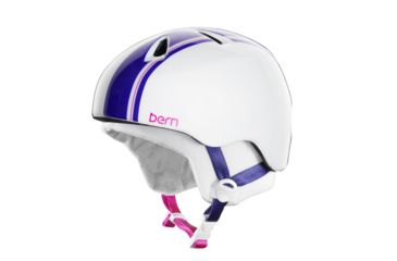 Image of Bern Nina Helmet - Girl's-Gloss White/Purple Racing Stripe-S/M