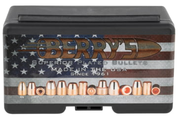 Image of Berry's Manufacturing Berrys Superior Plated Pistol Bullets, .44 Magnum/.44 Special Caliber, 220 Grain, Flat Nose, 250 Bullets, 20588