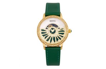 Image of Bertha Adaline Mother-Of-Pearl Leather-Band Watch, Green, One Size, BTHBR8204