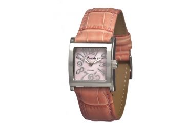 Image of Bertha Bettie Ladies Watch, Black Leather Band, Silver Bezel, Light Pink Analog Dial, Silver Hand BTHBR101
