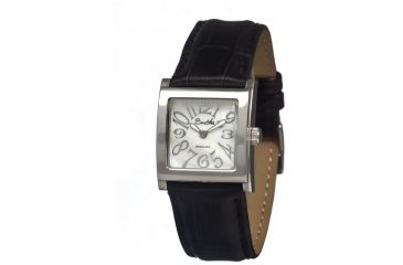 Image of Bertha Bettie Ladies Watch, Black Leather Band, Silver Bezel, White Analog Dial, Silver Hand BTHBR102