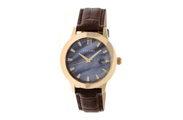 Image of Bertha Eden Mother-Of-Pearl Leather-Band Watch w/Date, Gold/Dark Brown, Standard BTHBR6505